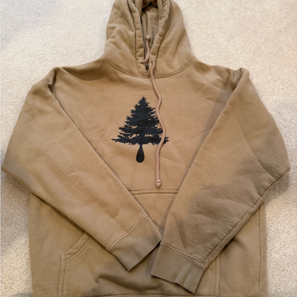 Men's Tan Hoodie with Tree Design